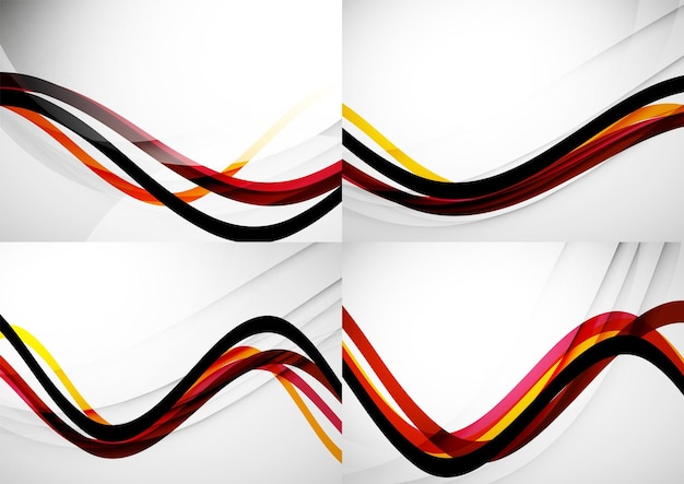 Set of abstract backgrounds Curve wave lines with light and shadow effects