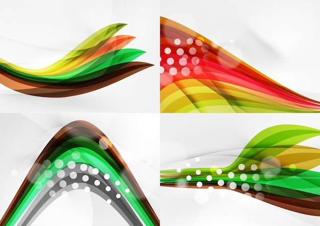 Set of abstract backgrounds Curve wave lines with light and shadow effects