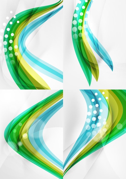 Set of abstract backgrounds Curve wave lines with light and shadow effects