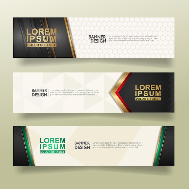 set abstract banner template design with luxury and elegant lines shape ornate on modern pattern background