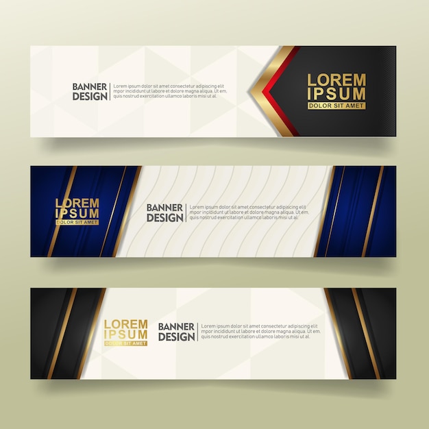 set abstract banner template design with luxury and elegant lines shape ornate on modern pattern background