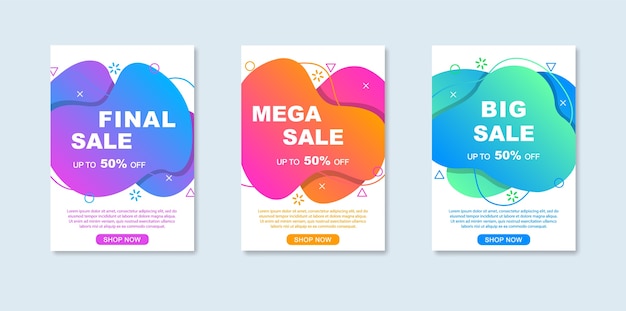 Set of abstract banners for mega sale