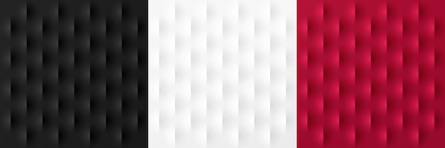 Set of abstract Black Dark red and White pattern background 3D Paper cut concept Minimal design