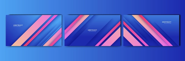 Set of abstract blue background with pink orange yellow trendy neon gradient Design for banner poster wallpaper template and social media template