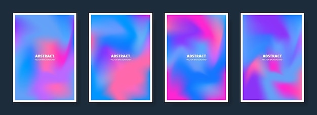 Set of abstract blurred backgrounds in blue pink and purple color gradient