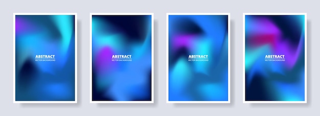 Set of abstract blurred backgrounds in blue and purple color gradient