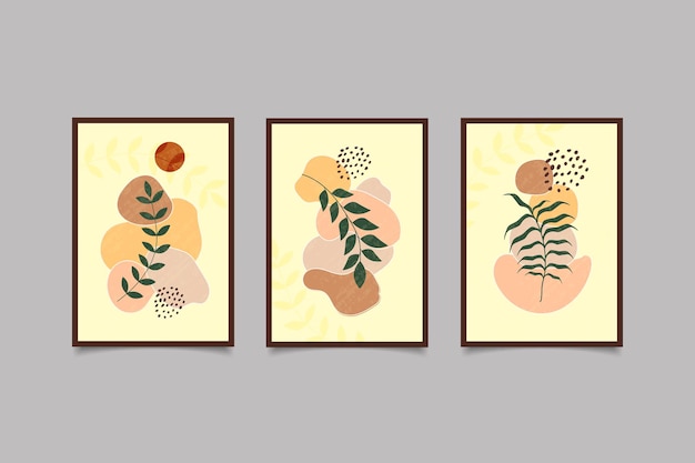 set of abstract boho botanical modern collection