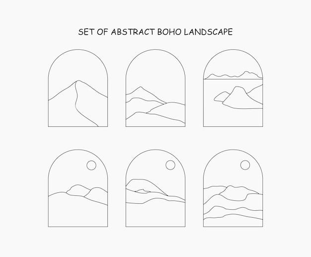 set of abstract boho landscape