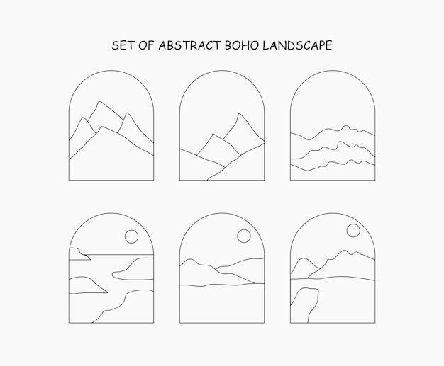 set of abstract boho landscape