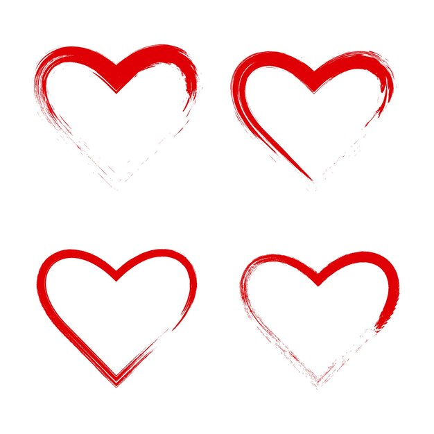 Set of abstract borders red hearts happy valentines day