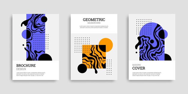 Set of abstract business covers with geometric and wavy shapes