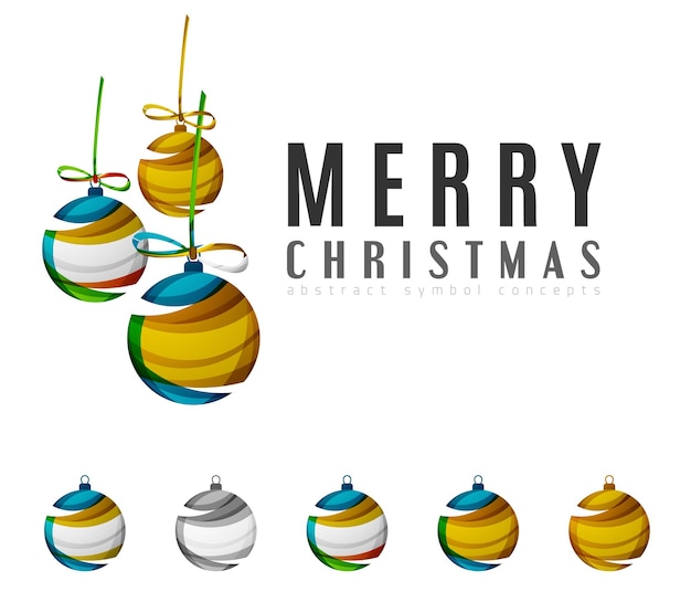 Set of abstract Christmas ball icons business logo concepts clean modern geometric design