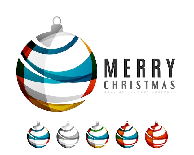 Set of abstract Christmas ball icons business logo concepts clean modern geometric design