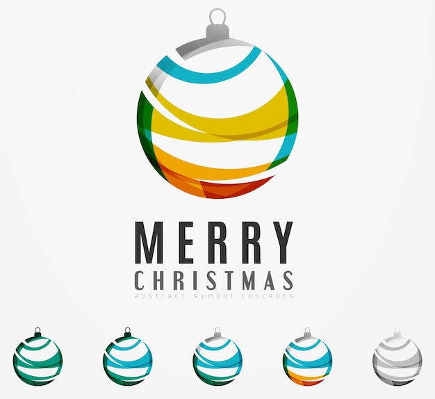 Set of abstract Christmas ball icons business logo concepts clean modern geometric design