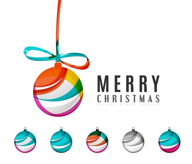 Set of abstract Christmas ball icons business logo concepts clean modern geometric design