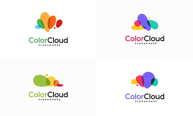 Set of Abstract Colorful Cloud Logo designs concept vector Cloud Technology Logo vector