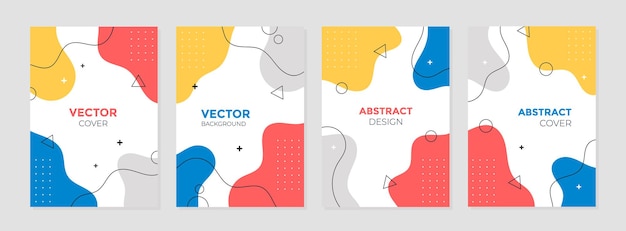 Set of abstract colorful geometric cover design templates