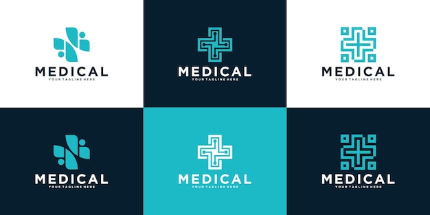 Set of abstract cross plus medical design