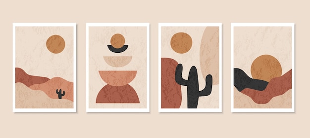 Set of abstract desert landscape posters