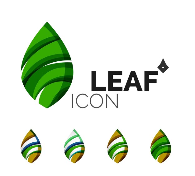 Set of abstract eco leaf icons business logotype nature concepts clean modern geometric design