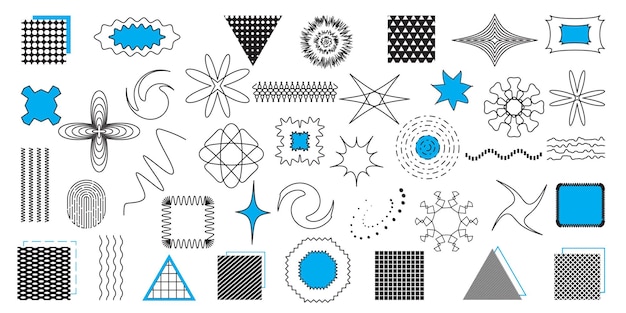 Set of abstract elements and geometric shapes Forms lines abstractions Vector graphic design EPS 10