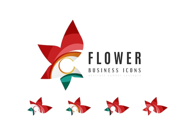 Set of abstract flower logo business icons