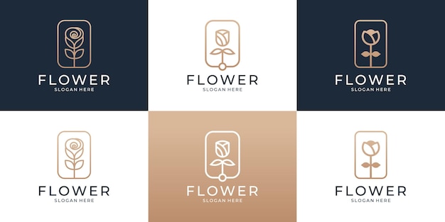 Set of abstract flower rose logo template