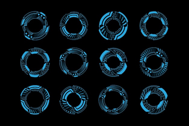 Set of abstract futuristic user interface hud round frames elements