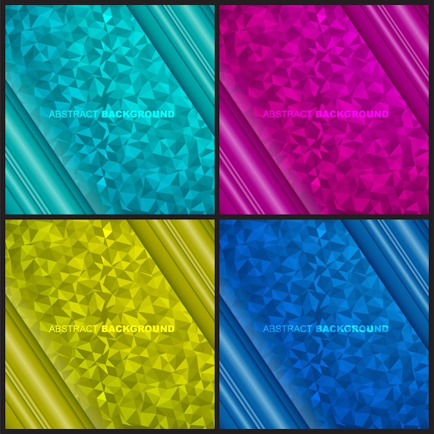 Set of Abstract Geometric backgrounds. Polygonal vector design.