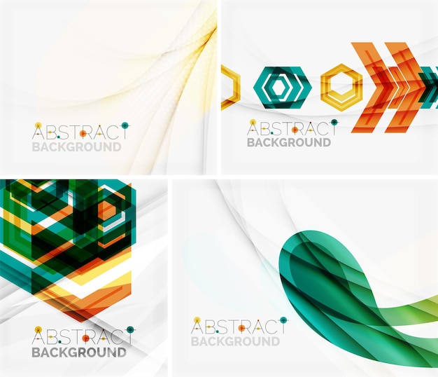 Set of abstract geometric backgrounds Waves triangles lines