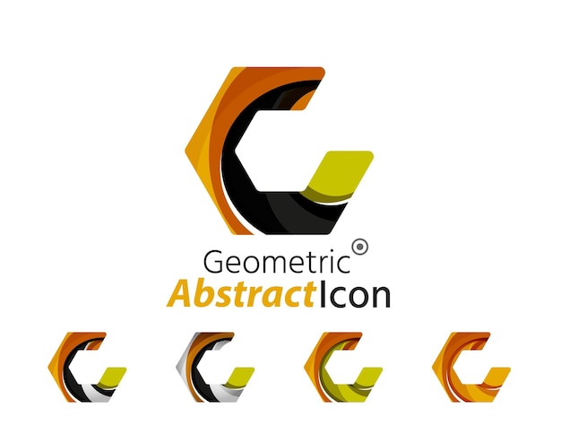 Set of abstract geometric company logo hexagon shapes