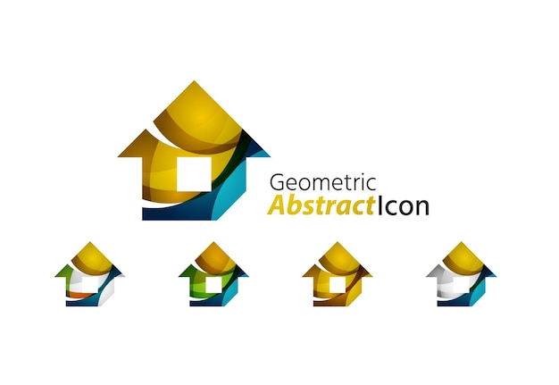 Set of abstract geometric company logo home house building