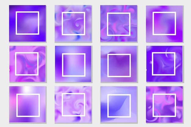 Set abstract gradients in trendy lilac color 2022 - Very Peri. Backdrop background for poster, empty template for your design. Vector