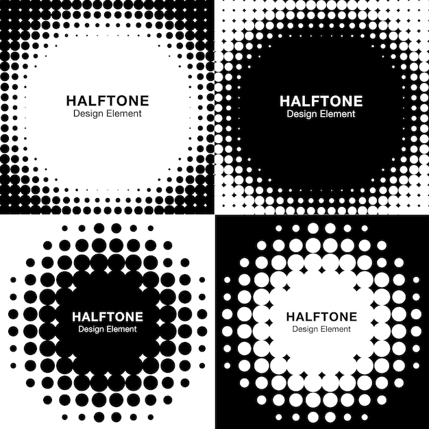 Set of Abstract Halftone Backgrounds Vector