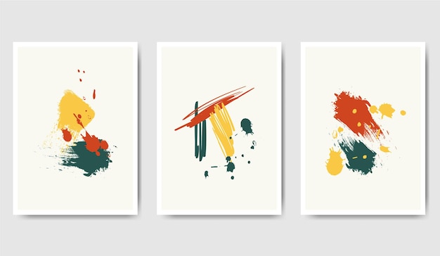 Set of Abstract Hand Painted Splash Illustrations