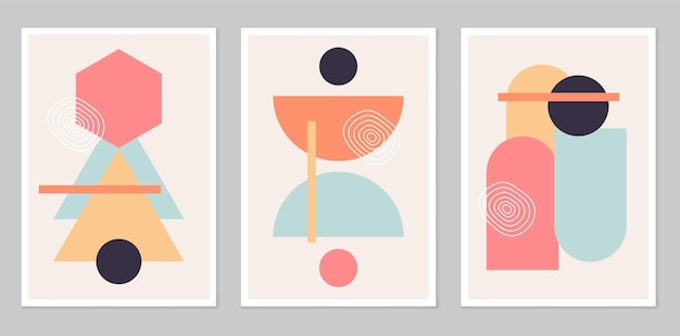 A set of Abstract handpainted Illustrations for wall decoration