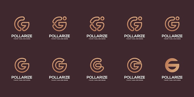 Set of abstract initial letter G logo design template. icons for business of digital, technology