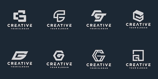 Set of abstract initial letter g logo template. 