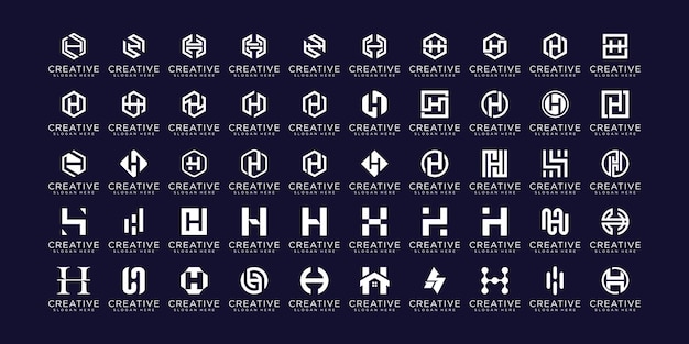 Set of abstract initial letter H logo template