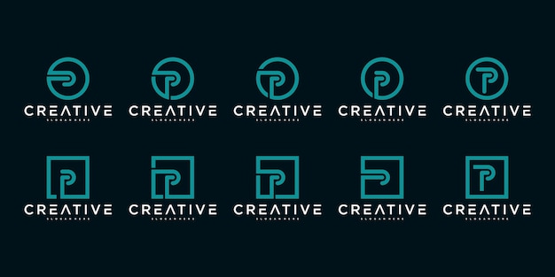 Vector set of abstract initial letter p logo design premium vector