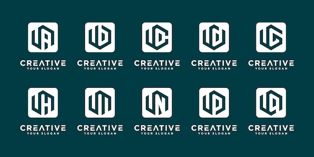 Set of abstract initial letter u and etc logo template. icons for business of luxury,elegant,simple.