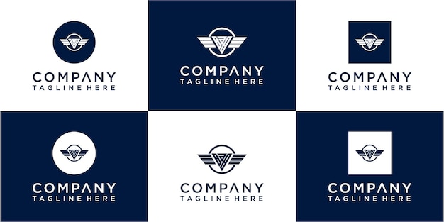 Set of abstract initial monogram logo design icons for business of luxuryelegant and random