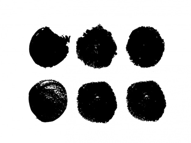 Set of abstract ink on a white background.Hand drawn grunge black circle. High quality workpiece.