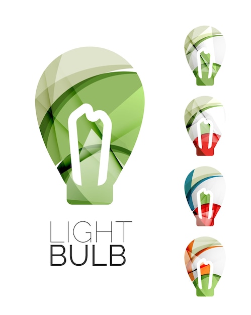 Set of abstract light bulb icons business logotype idea concepts clean modern geometric design