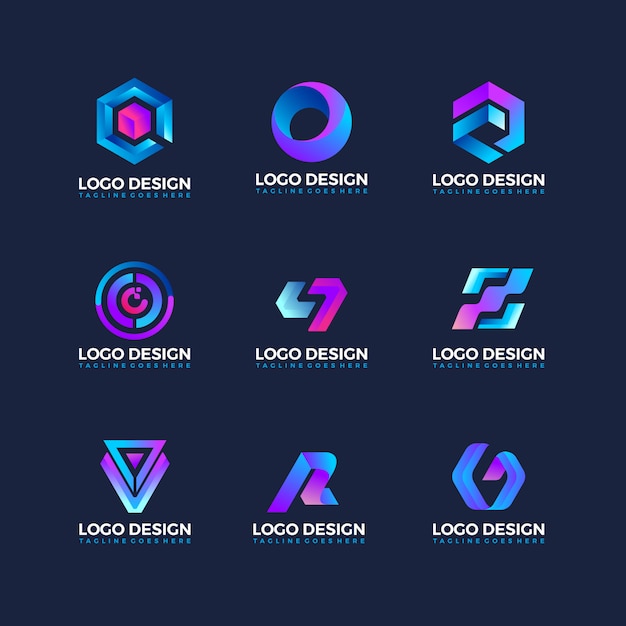 Set of abstract logo collection technology  design template