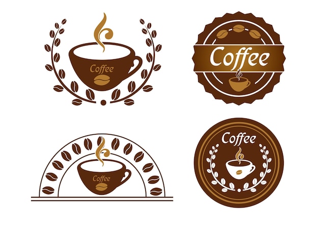 Set of abstract logos for coffee shop