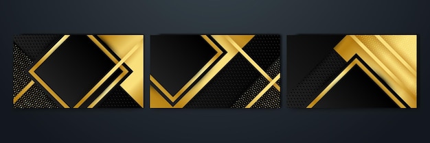 Set of abstract luxury black and gold background