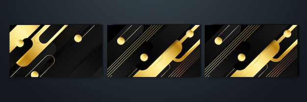 Set of abstract luxury black and gold background