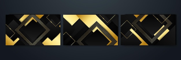 Set of abstract luxury black and gold background