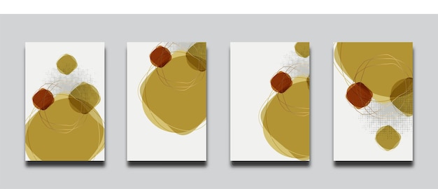 Set of abstract minimalist hand painted illustrations for wall decoration, postcard or brochure.